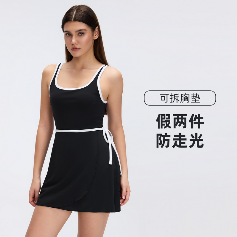夏季运动连衣裙女带胸垫透气美背瑜伽短裙防走光健身网球裙